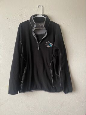 Antigua San Jose Sharks Black Fleece Pullover Jacket Size Large